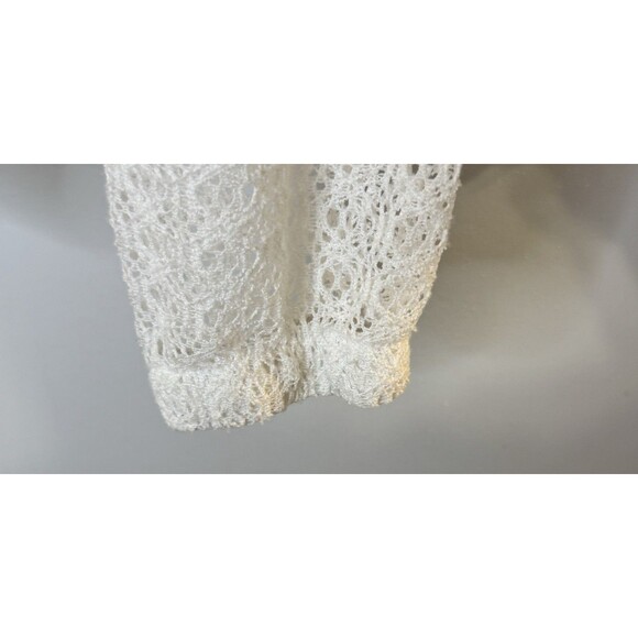 Ruby Rd. Women’s 10 White Lace Zip Jacket Sheer Long Sleeve Drawstring Hem Boho - Picture 4 of 11